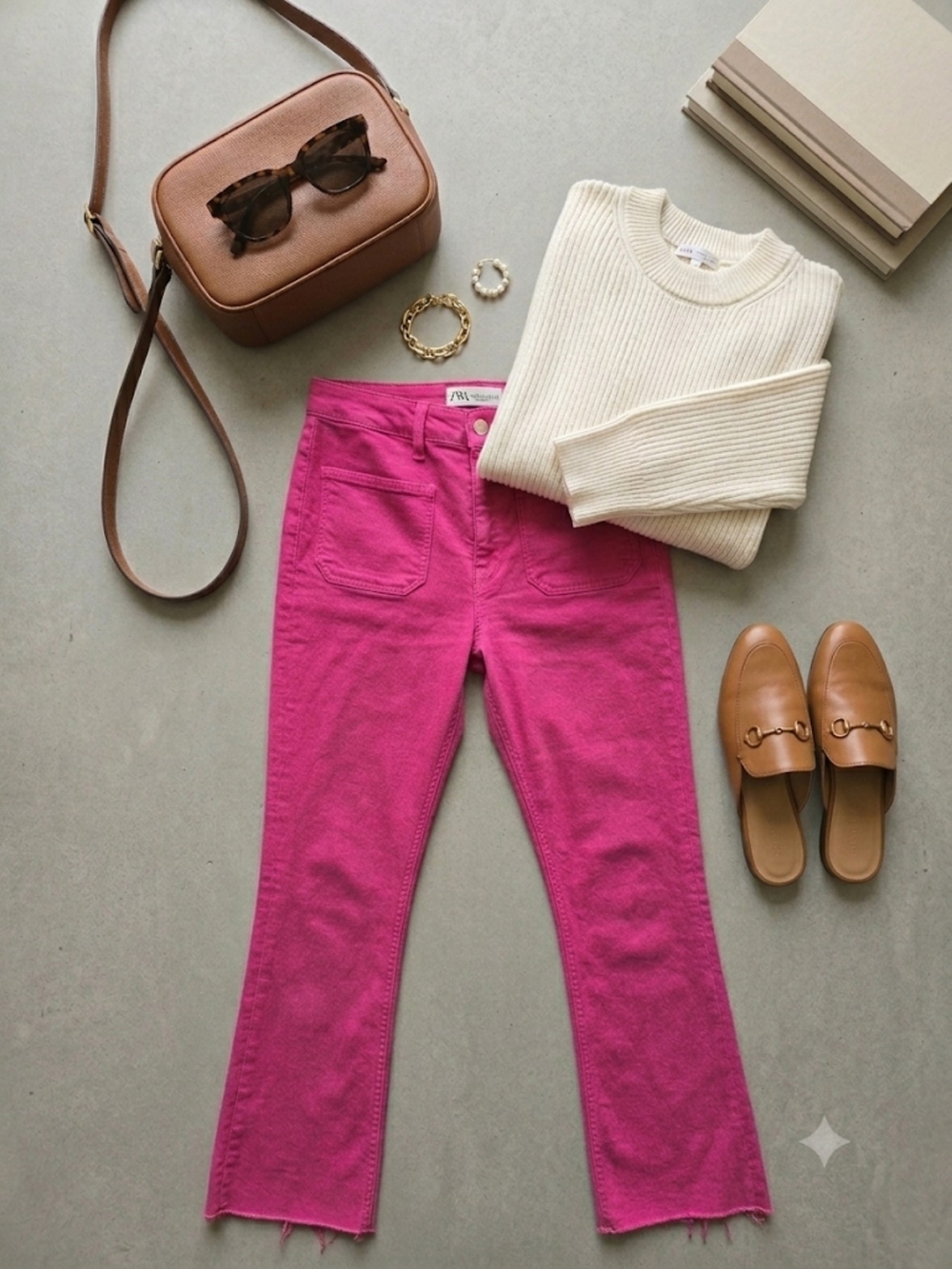 🩷EUC ZARA Pink High Rise Straight Leg Raw Hem Jeans, Size 4